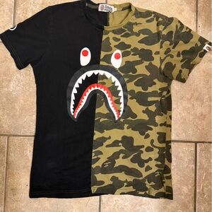 Bape Black and Camouflage Shark Tee